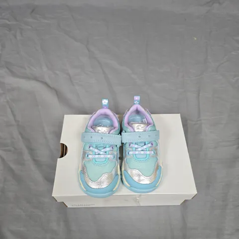 CLARKS FIRST SHOES TIDAL SHELL T. TODDLER SHOES – LIGHT BLUE COMBI, UK 4½