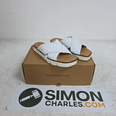 DUNE LONDON WOVEN CROSS STRAP LEATHER SANDALS WHITE SIZE 3