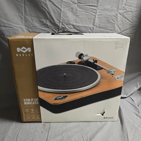 MARLEY STIR IT UP WIRELESS TURNTABLE – WOOD PLINTH, BLUETOOTH, BOXED