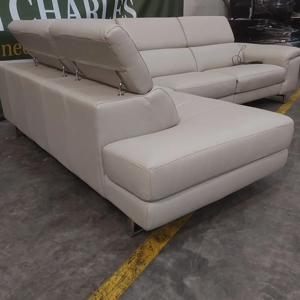 QUALITY DESIGNER ITALIAN MADE LEATHER 4 SEATER ELECTRIC RECLINER CORNER SOFA IN CAPPUCCINO