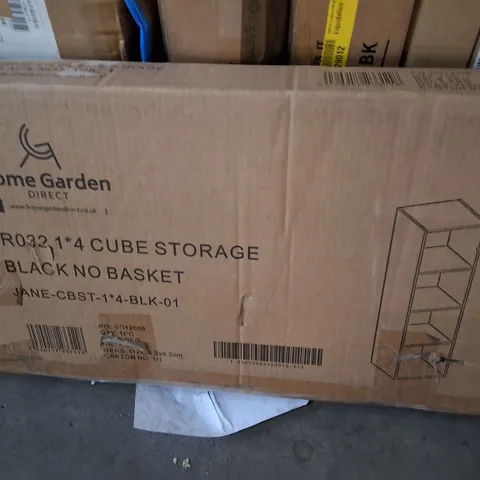 BOXED HOME GARDEN IR032 1*4 CUBE STORAGE SHELF, NO BASKET - BLACK (1 BOX)