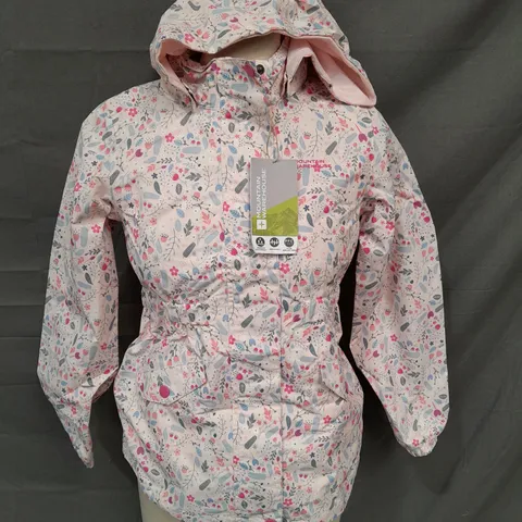 MOUNTAIN WAREHOUSE DALE LIGHTWEIGHT PRINTED WATERPROOF KIDS COAT IN PINK - 9/10 YRS