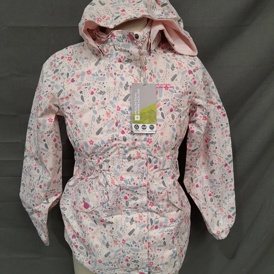MOUNTAIN WAREHOUSE DALE LIGHTWEIGHT PRINTED WATERPROOF KIDS COAT IN PINK - 9/10 YRS