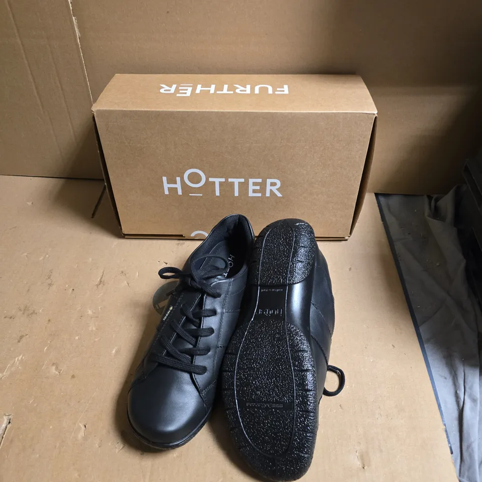 HOTTER WOMEN'S BLACK LEATHER SHOES - BOXED - UK SIZE 8 