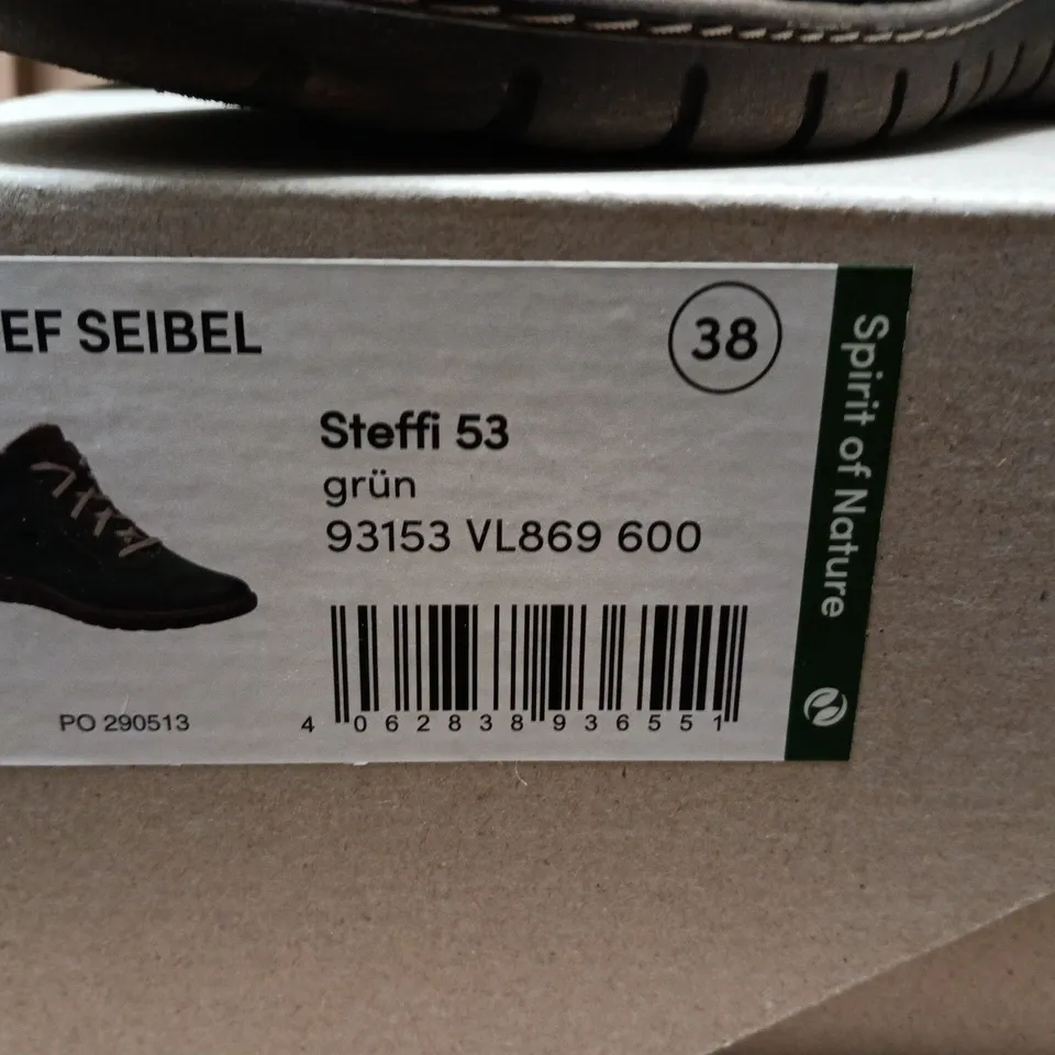 JOSEF SEIBEL STEFFI 53 GREEN LEATHER ANKLE BOOTS – UK5 (EU 38)