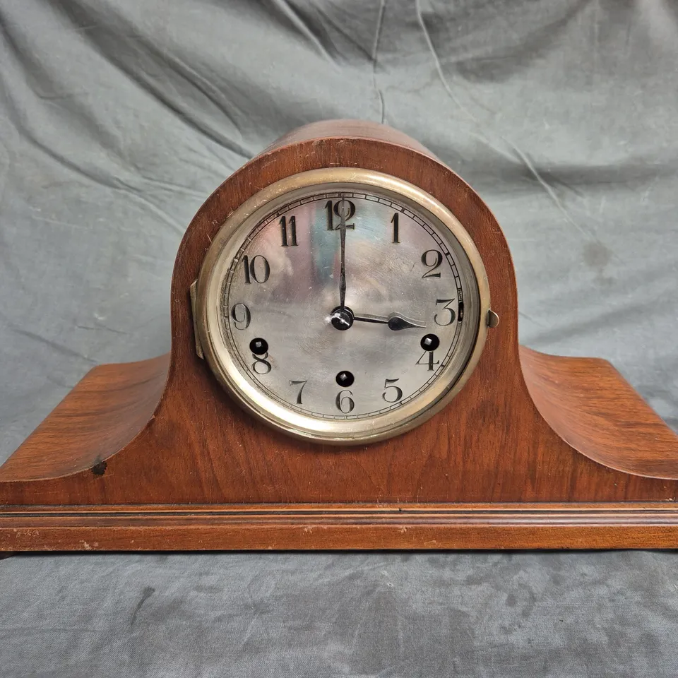 DECORATIVE FIREPLACE CLOCK IN WOOD BROWN - COLLECTION ONLY