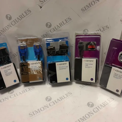 APPROXIMATELY 5 ADVENT PRODUCTS TO INCLUDE DVI TO DVI-D CABLE, VGA CABLE, FIGURE-OF-8 POWER CABLE, ETC