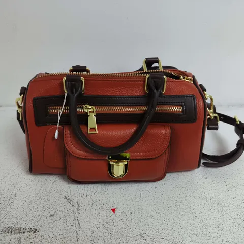 GENUINE LEATHER BANDOULIERE CROSSBODY BAG - TAN 