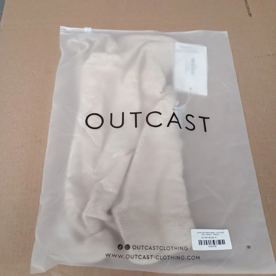 BAGGED OUTCAST JOVIE MINI SKIRT IN BEIGE - MEDIUM