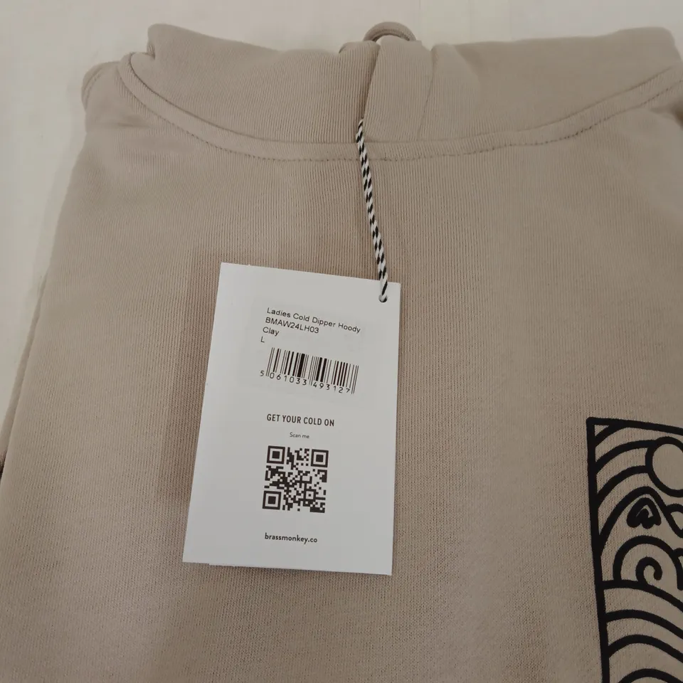 BOX OF APPROXIMATELY 9X BRAND NEW BRASS MONKEY LADIES HOODY- CLAY // SIZE: L