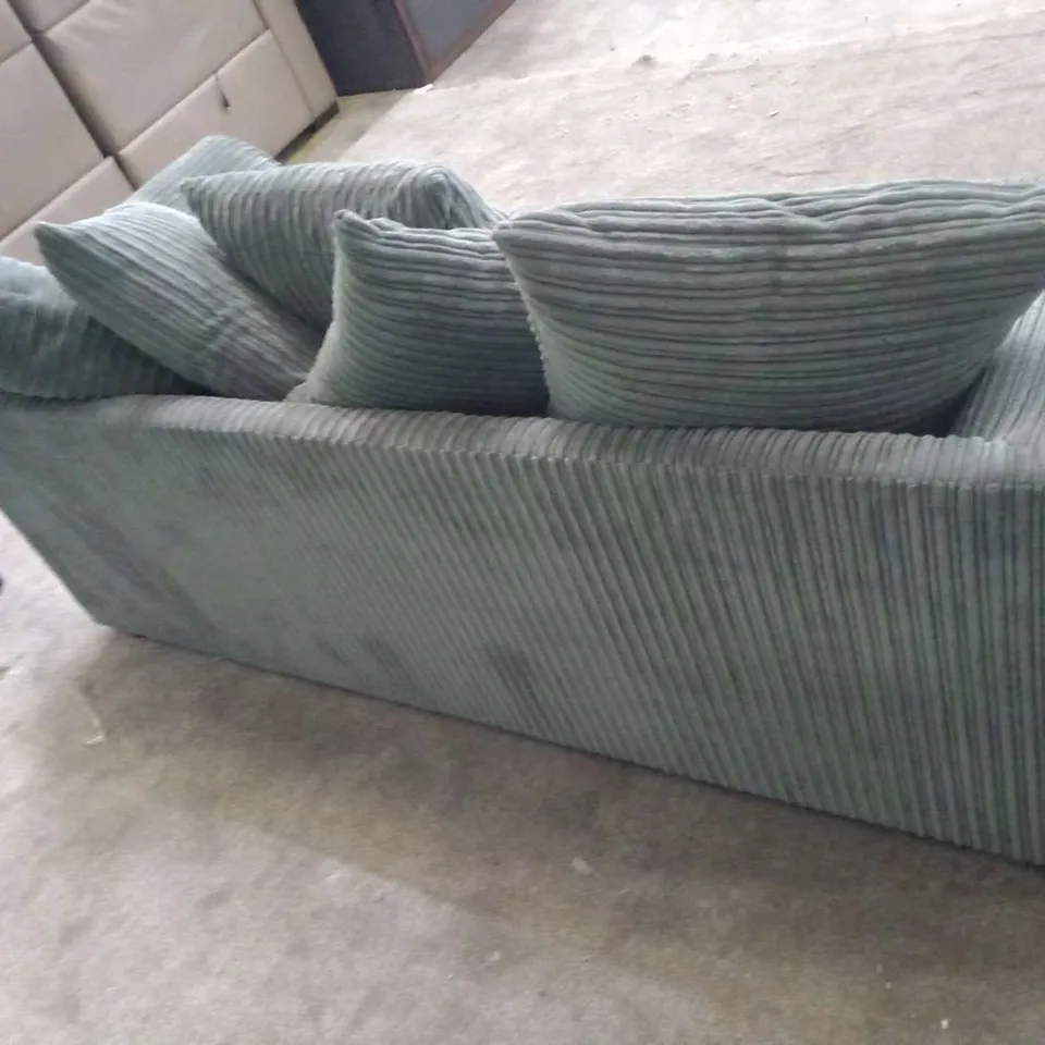 DESIGNER DUVERNAY GREY CORDED FABRIC THREE SEATER SOFA