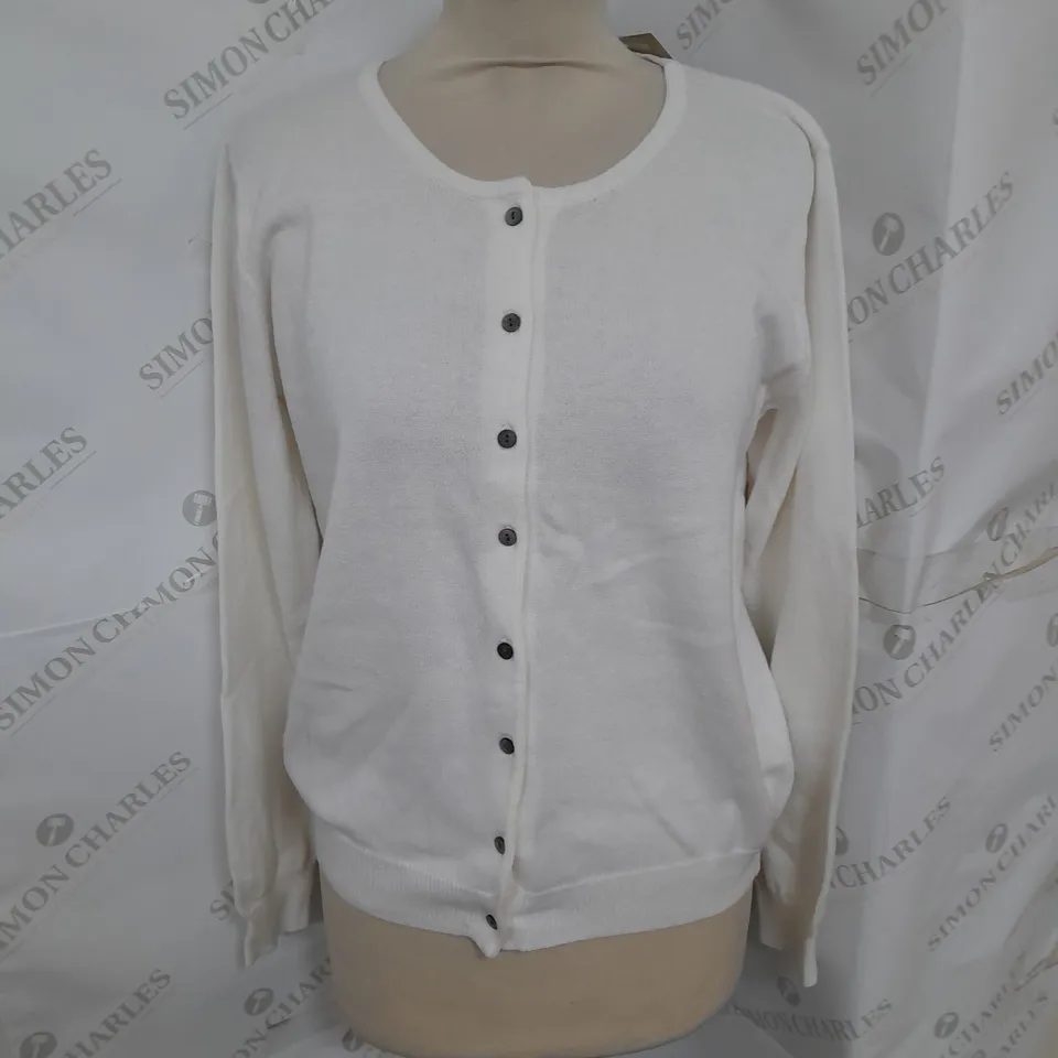 MUNROSPAN COTTON CARDIGAN IN OFF WHITE SIZE M