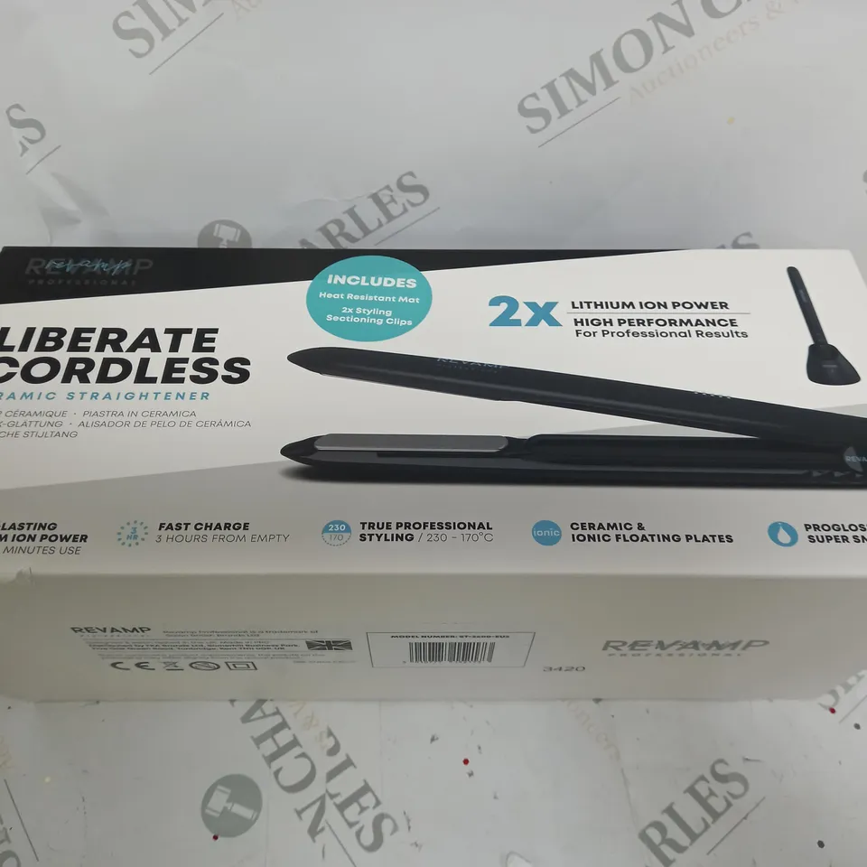 REVAMP PROGLOSS LIBERATE CORDLESS CERAMIC HAIR STRAIGHTENER