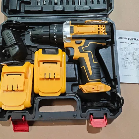 CORDLESS POWER DRILL KIT WITH TWO BATTERIES IN CASE (LITHIUM)