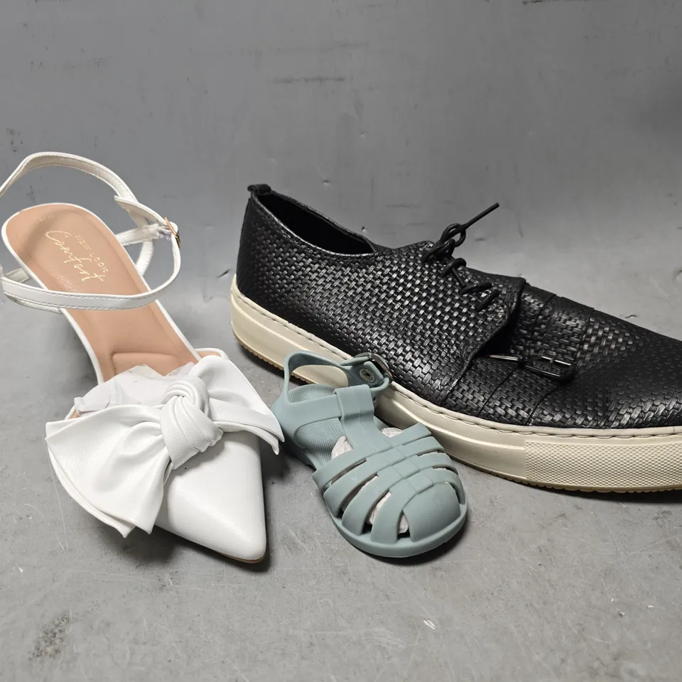 BOX OF APPROXIMATELY 10 PAIRS OF SHOES IN VARIOUS STYLES, COLOURS AND SIZES