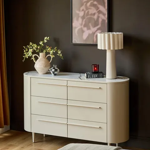 BOXED DANETTI MANHATTAN WHITE CERAMIC CHEST OF DRAWERS