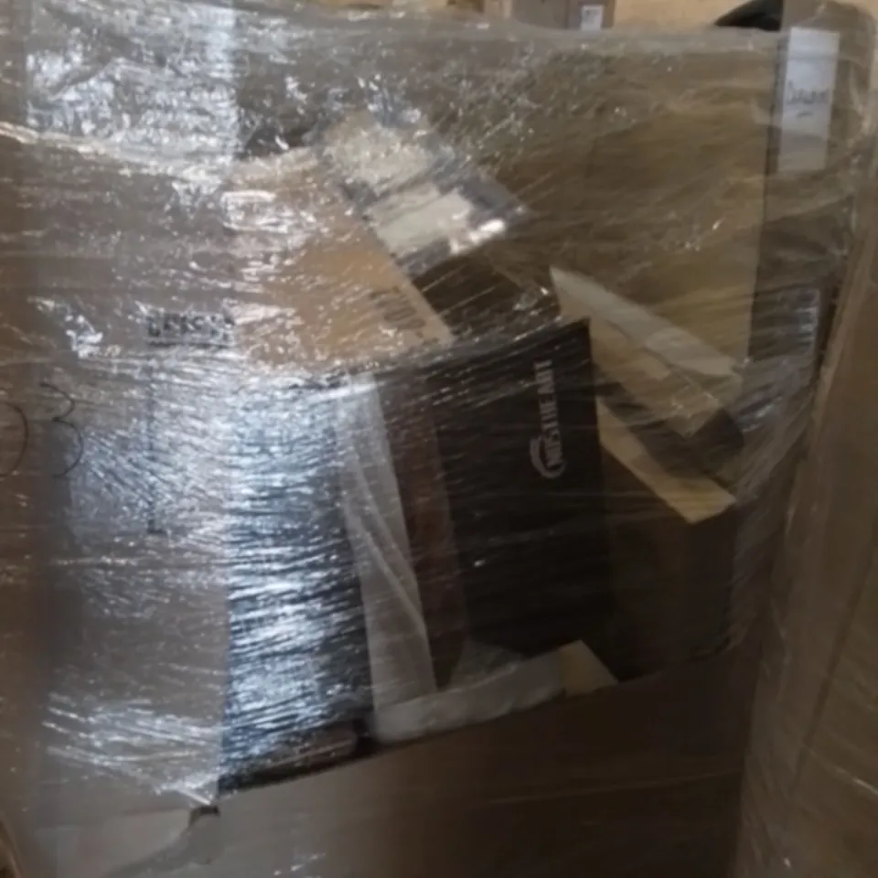 PALLET OF UNPROCESSED ITEMS TO INCLUDE CHILDREN SEATING SET, TOILET SEAT, AND WHITE KITCHEN TAP