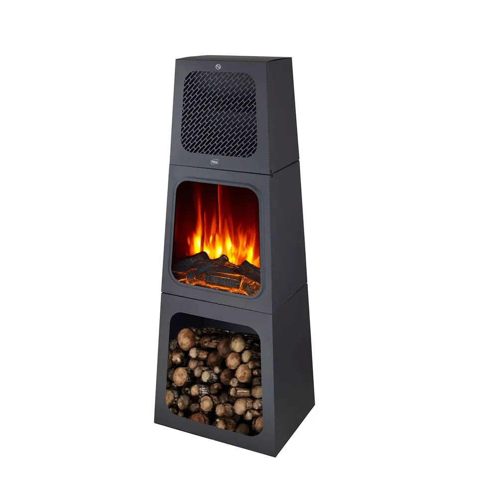 BOXED NEO MODERN TALL TRIANGLE PYRAMID FREE STANDING ELECTRIC FIREPLACE