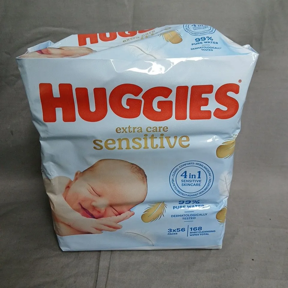HUGGIES EXTRA CARE SENSITIVE BABY CLEANSING WIPES - 4 X 168 PACK 