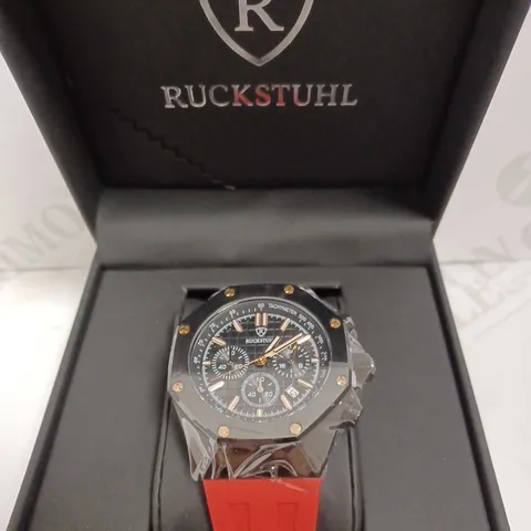 RUCKSTUHL TRIPLE DIAL RUBBER STRAP WRISTWATCH