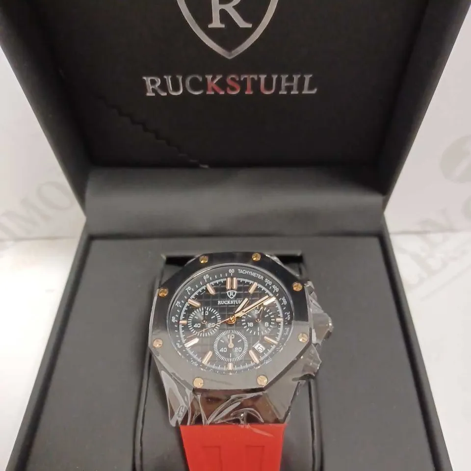 RUCKSTUHL TRIPLE DIAL RUBBER STRAP WRISTWATCH