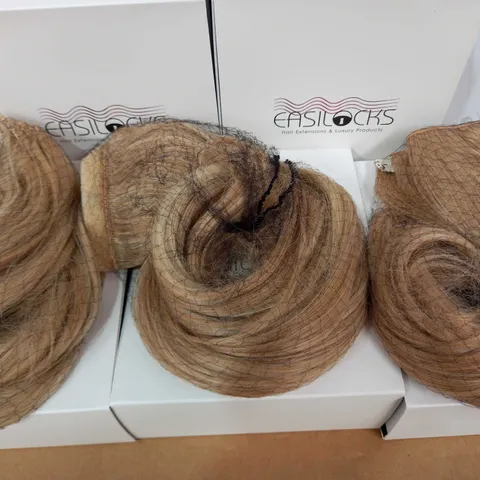 EASILOCKS HAIR BUNDLE OF 5 BOXES: MALIBU BLONDE - 1 EACH OF 14" BLOWDRY CLIP-IN, EXTRA VOLUME, FRINGE, SCRUNCHIE & 16" BLOWDRY PONYTAIL
