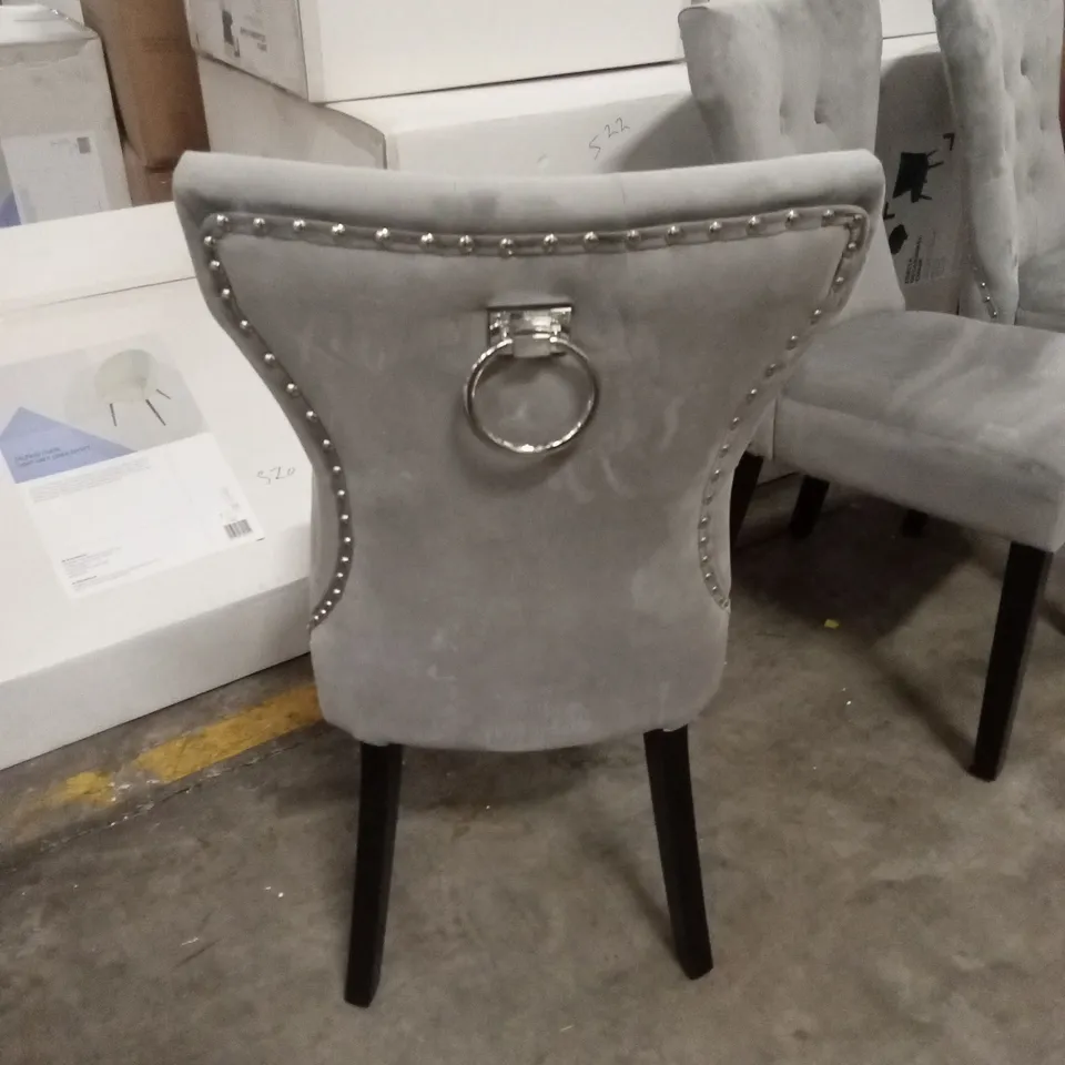 SET OF 4 DESIGNER VELVET KNOCKER-BACK DINING CHAIRS