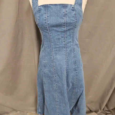 ABERCROMBIE & FITCH DENIM MIDI DRESS IN BLUE SIZE S P