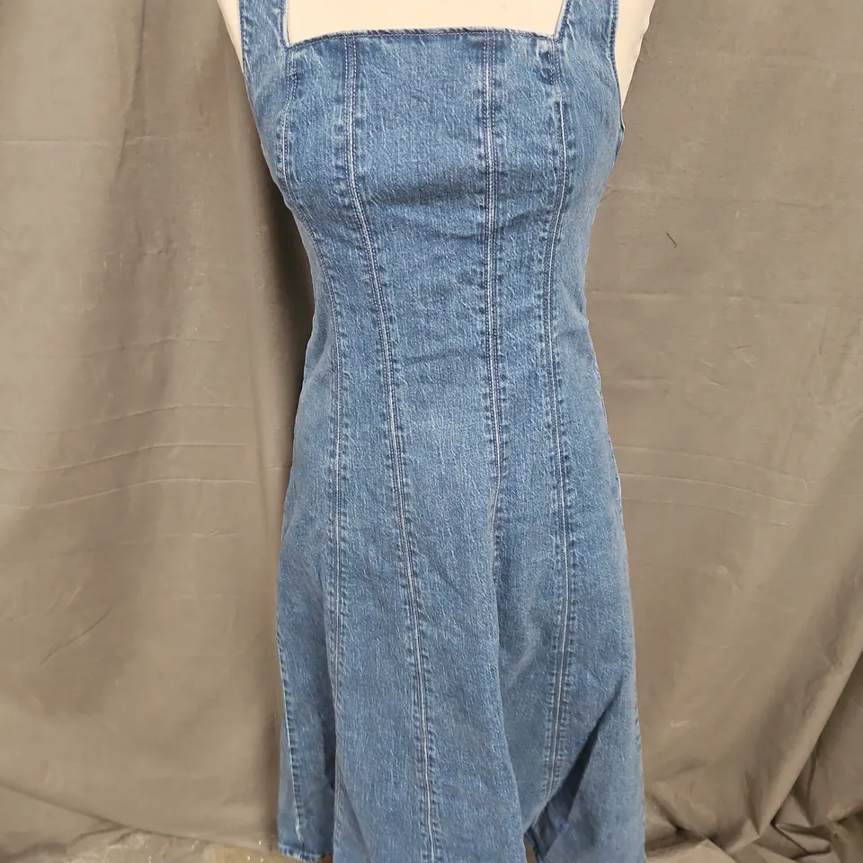ABERCROMBIE & FITCH DENIM MIDI DRESS IN BLUE SIZE S P