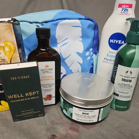 APPROXIMATEY 20 HEALTH AND BEAUTY PRODUCTS TO INCLUDE - NIVA BODY LOTION - THE BODY SHOP BREATH - GARNIER OLIA - ETC