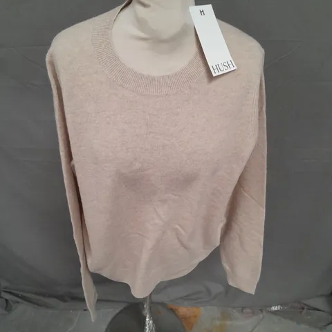 HUSH IVY MERINO WOOL CREW JUMPER IN OATMEAL SIZE M