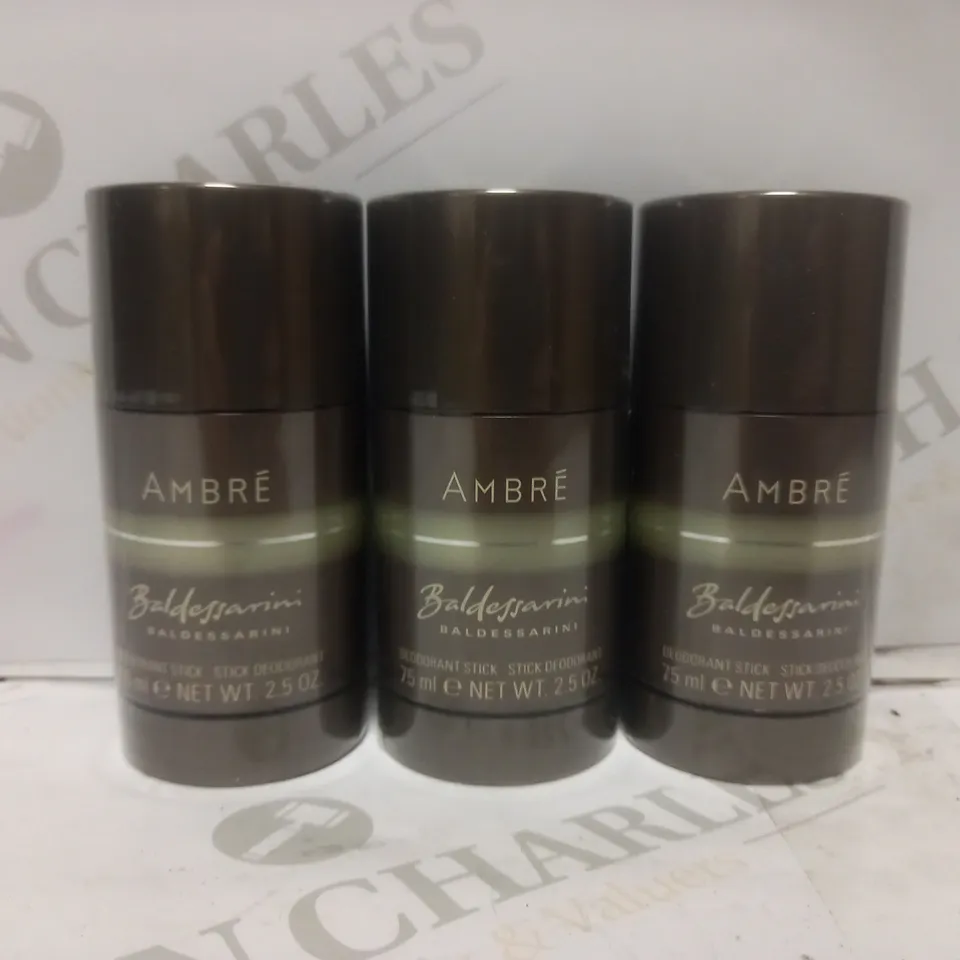 BOX OF APPROX 15 BALDESSARINI AMBRÉ DEODORANT STICK 75ML