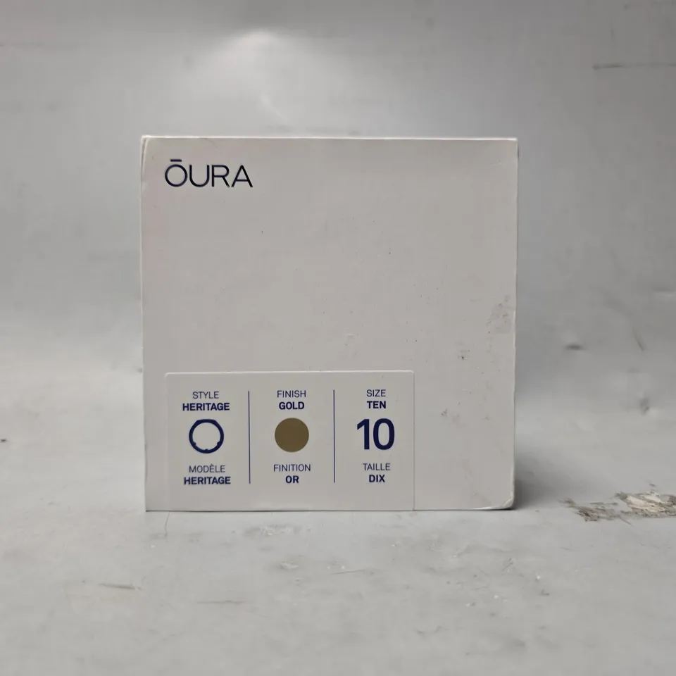BOXED OURA HERITAGE GOLDEN SIZE TEN RING 