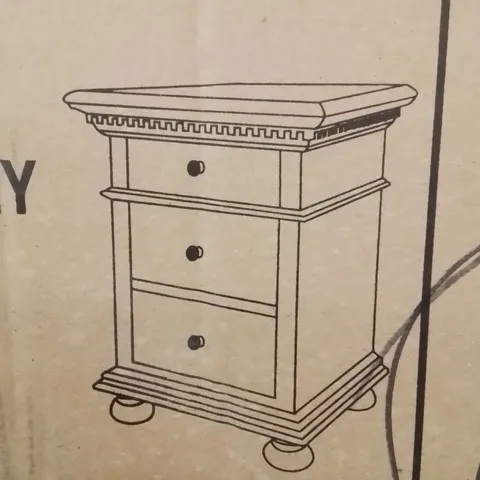 BRAND NEW HOMESDIRECT365 BAKERSFIELD 3 DRAWER BEDSIDE TABLE ANTIQUE GREY