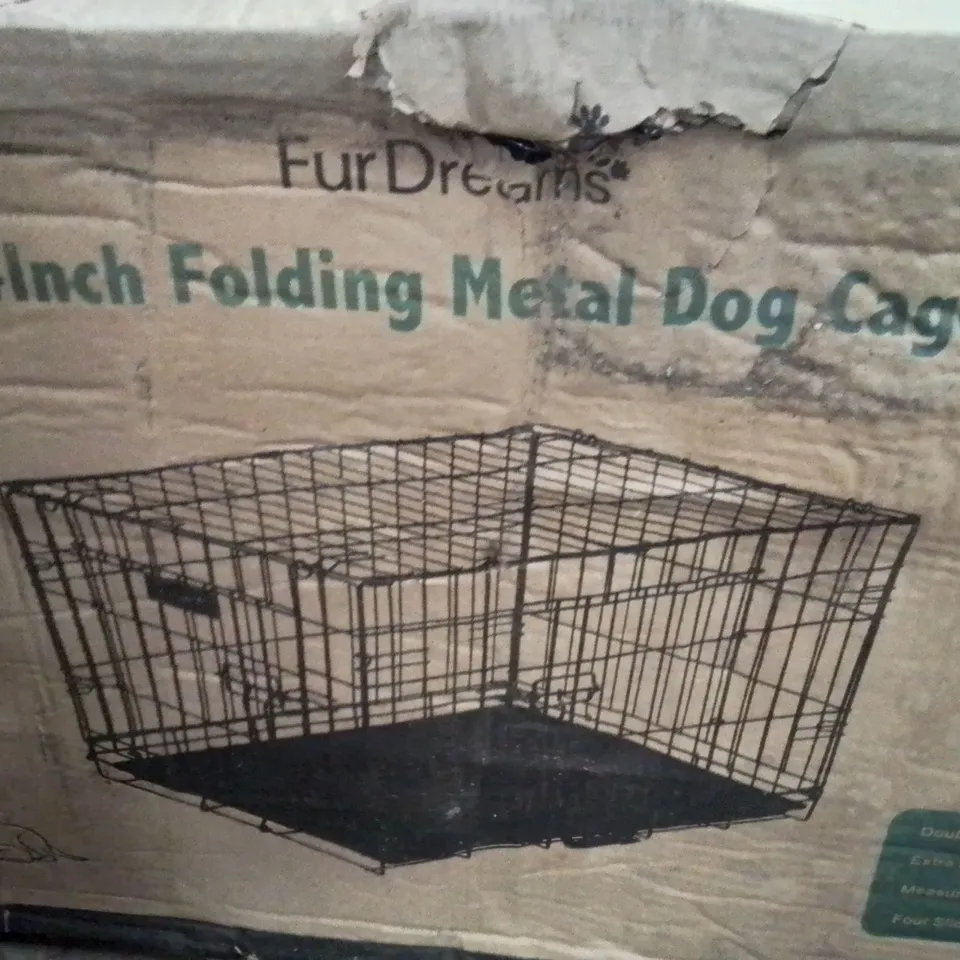 BOXED 24INCH FOLDING METAL DOG CAGE