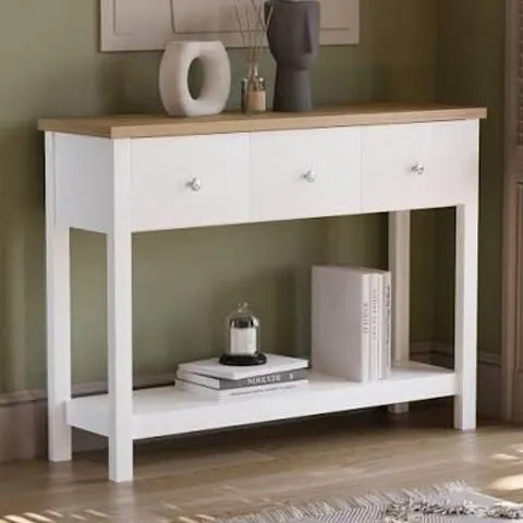 BOXED VIDA DESIGNS ARLINGTON 3 DRAWER CONSOLE TABLE - WHITE