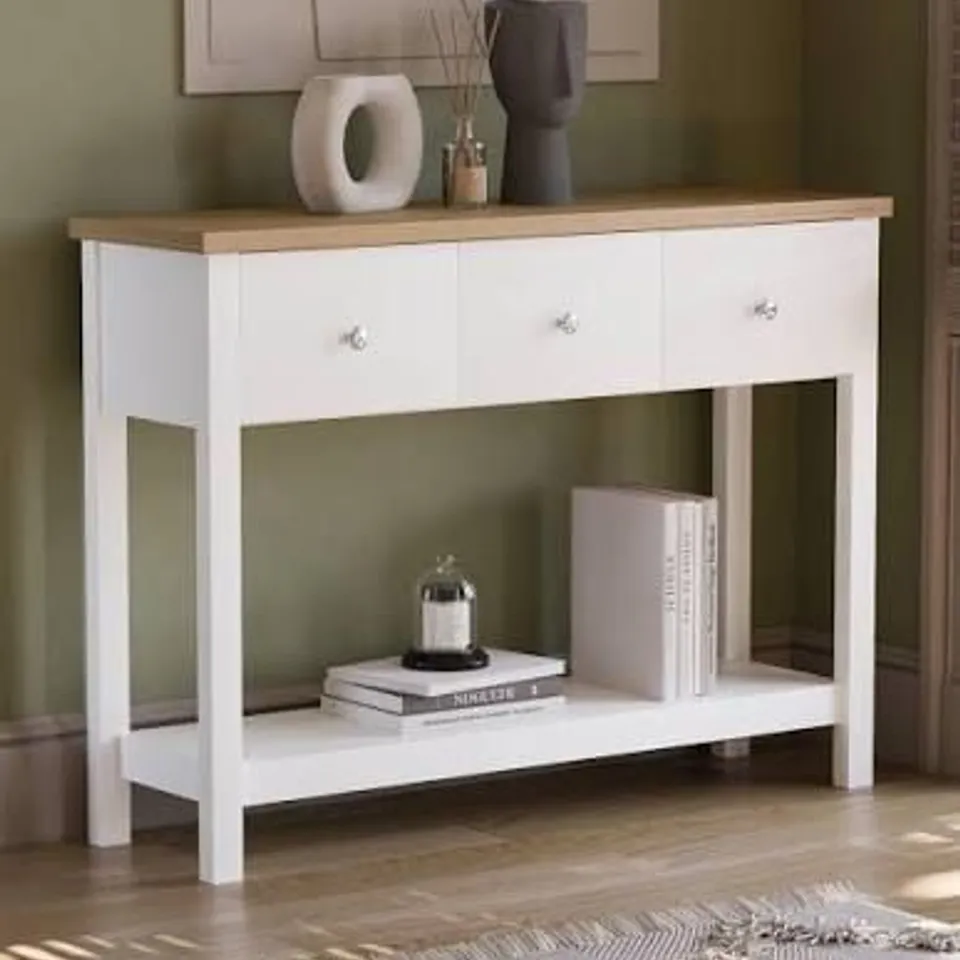 BOXED VIDA DESIGNS ARLINGTON 3 DRAWER CONSOLE TABLE - WHITE