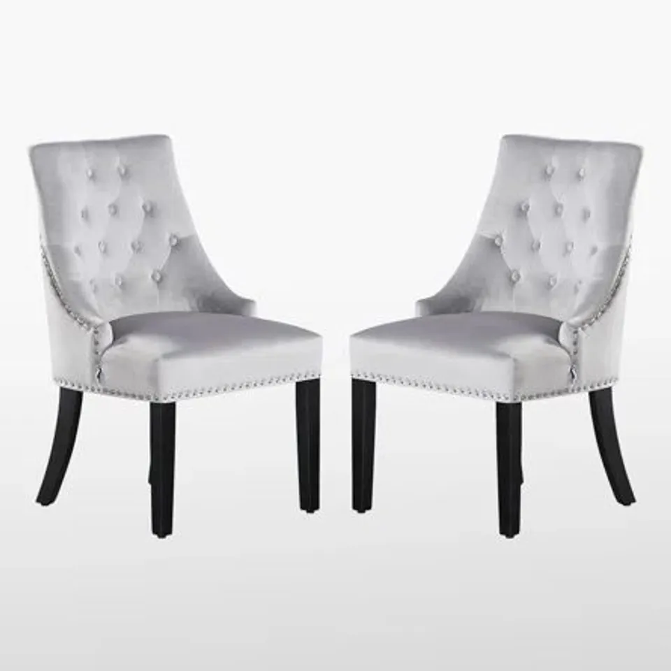 BOXED SCOTT TUFTED VELVET SIDE CHAIR, GREY 