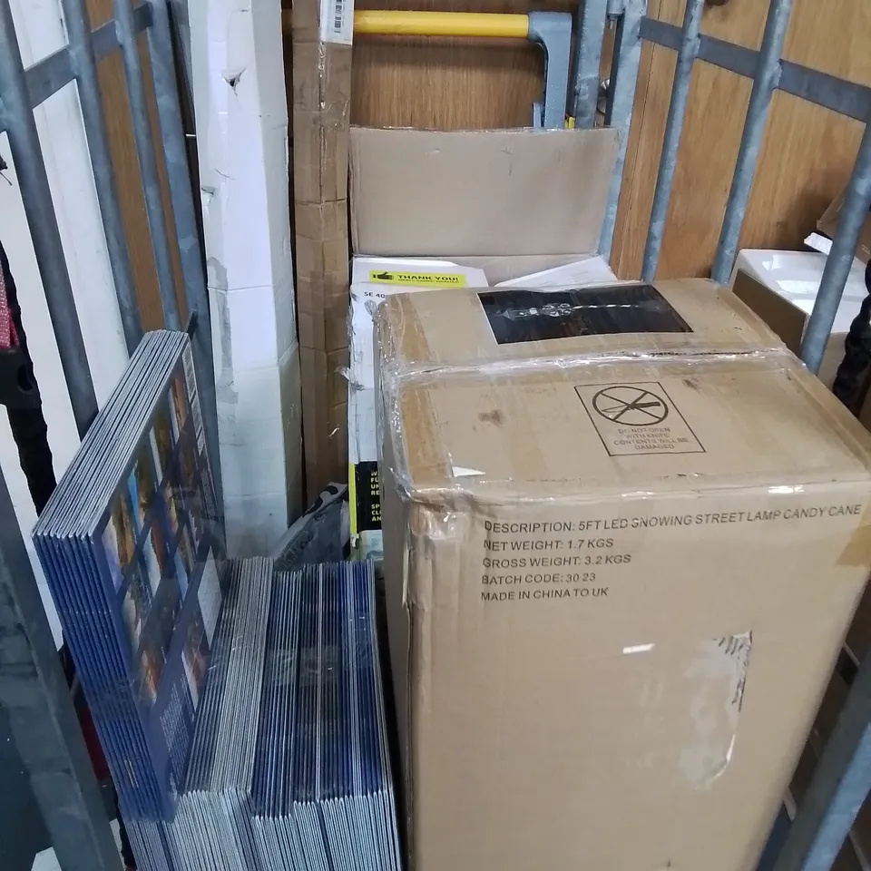 LOT OF ASSORTED HOUSEHOLD ITEMS TO INCLUDE KARCHER SE 4001 PARTS,BASICS TRAI ERS, OREGON BATTERY CHARGER AND FOLDING CHAIR