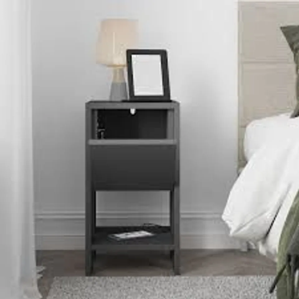 BOXED EMA STYLISH MODERN NIGHTSTAND/BEDSIDE TABLE IN GREY