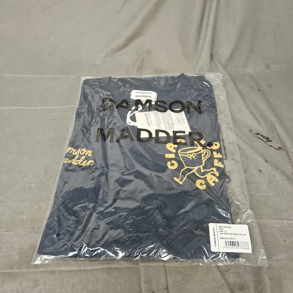 BAGGED DAMSON MADDER CAFE PRONTO BOYFIEND TEE  IN NAVY SIZE 10