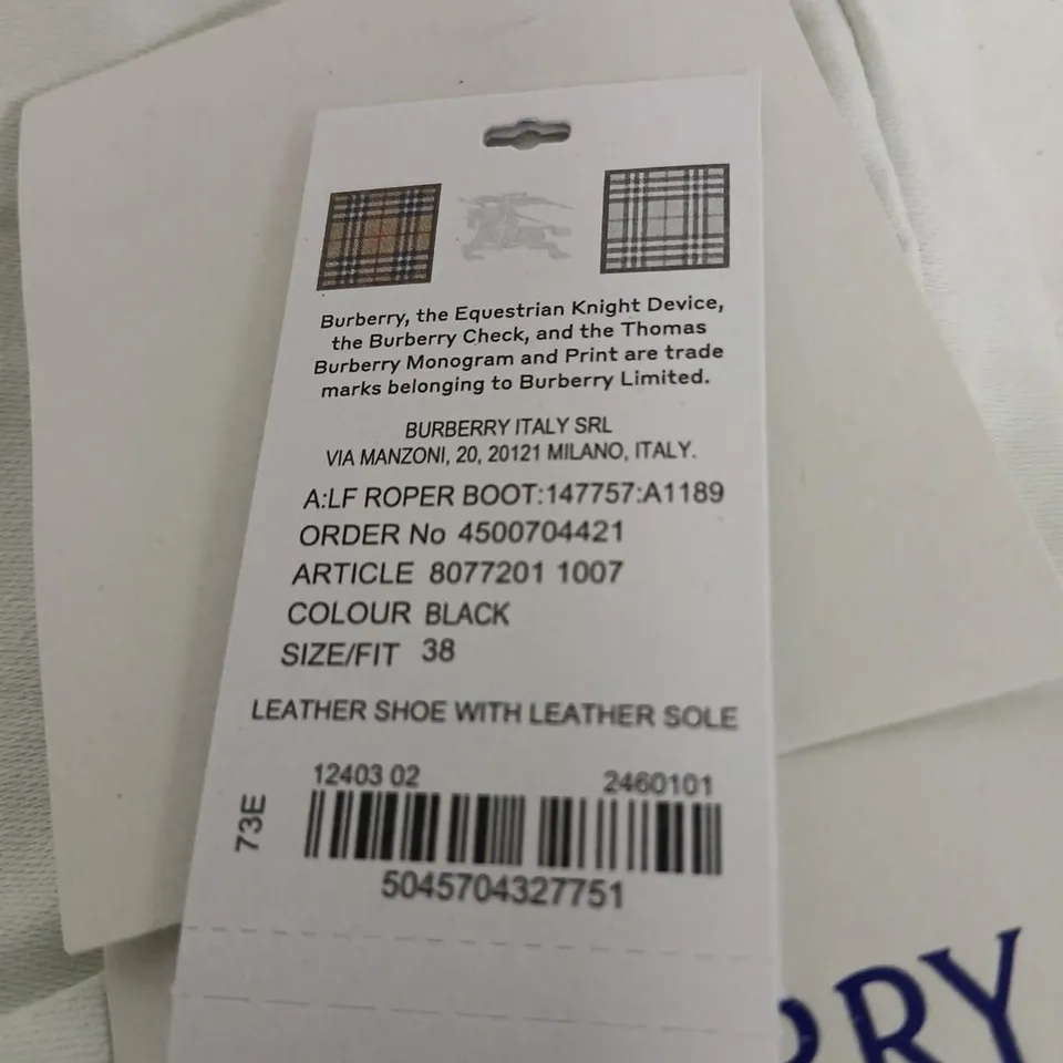 BURBERRY LEATHER STRAP BOOTS – BLACK, UK 5.5 (EU 38)