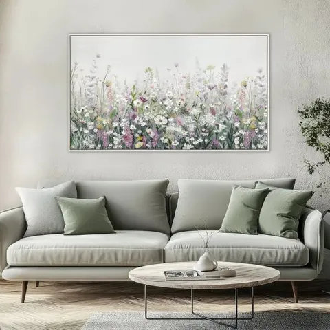 BOXED CEDAR & SAGE FLORAL CASCADE FRAMED PRINT // SIZE: H 71cm X W 121cm X D 3cm