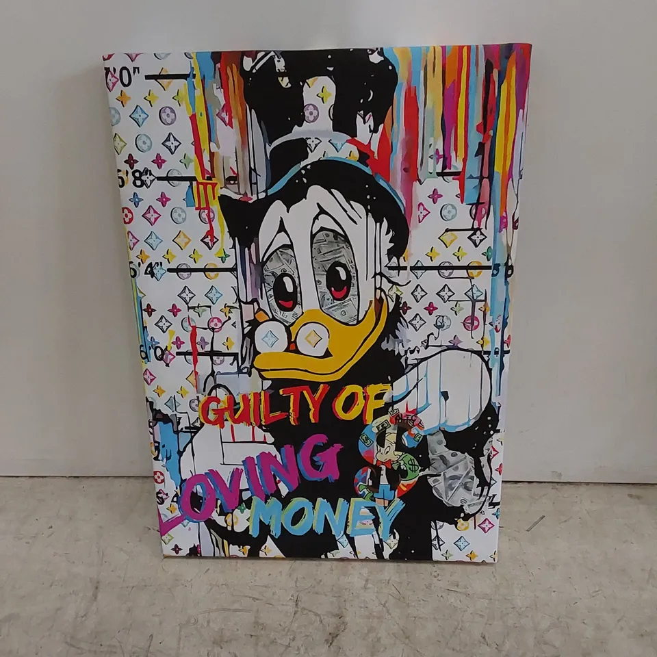 MR MONEY BAGS DUCK - WRAPPED CANVAS