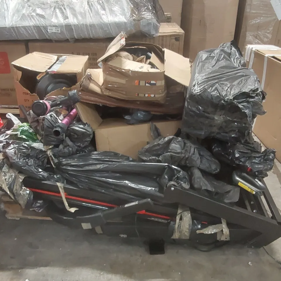 PALLET CONTAINING A LARGE QUANTITY OF ASSORTED ITEMS INCLUDING TREADMILL PARTS, VACUUM PARTS ECT