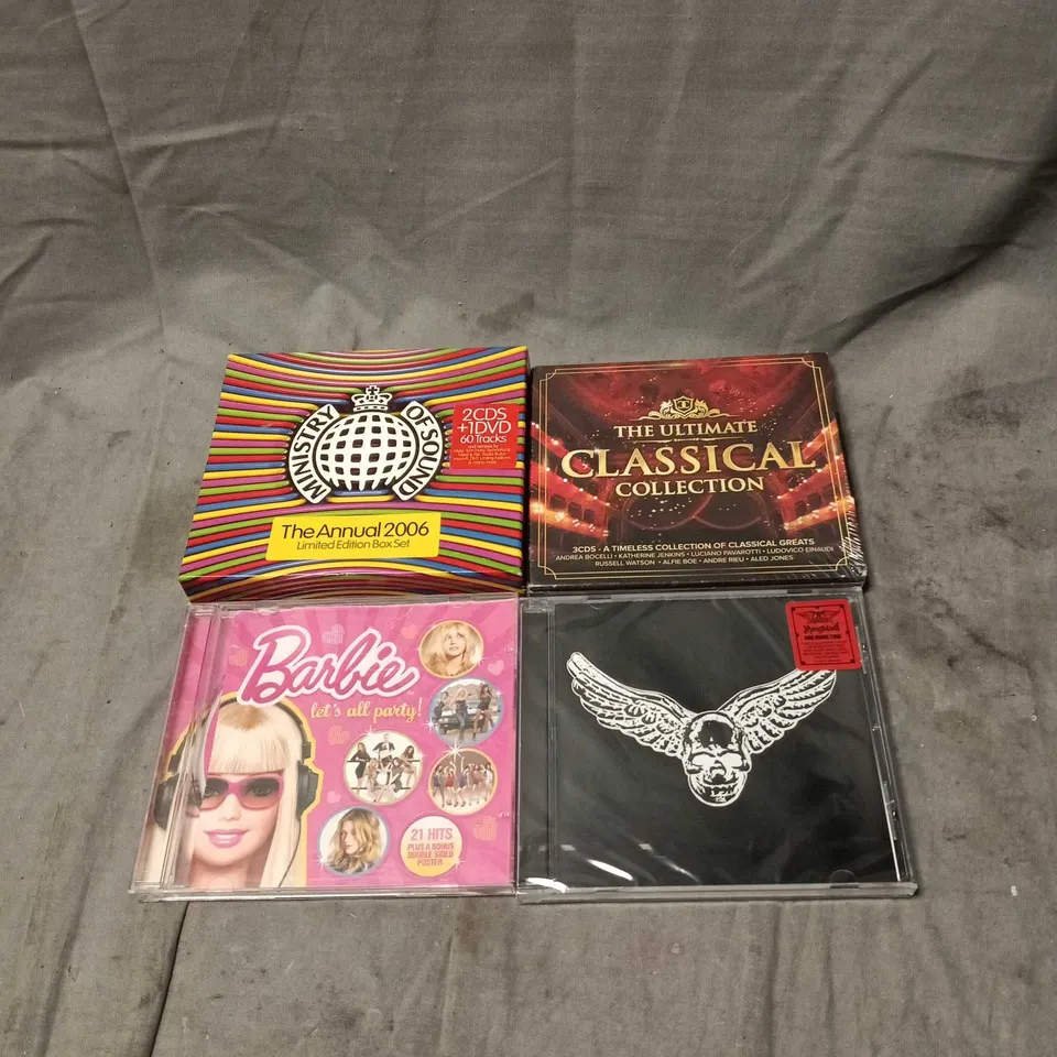 APPROXIMATELY 25 ASSORTED CD'S TO INCLUDE MINISTRY OF SOUND, ULTIMATE CLASSICAL COLLECTION, BARBIE LETS ALL PARTY, YUNGBLUD ETC