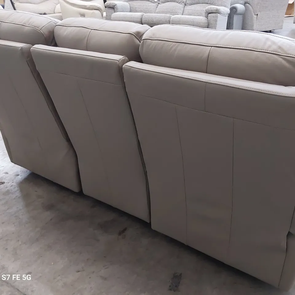 QUALITY BRITISH DESIGNER G PLAN KINGSBURY POWER RECLINING THREE SEATER SOFA OXFORD MUSHROOM LEATHER 