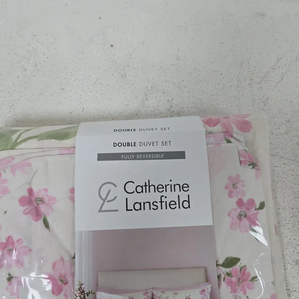 CATHERINE LANSFIELD DOUBLE DUVET SET – STUDIO COLLECTION (FLORAL PINK), FULLY REVERSIBLE