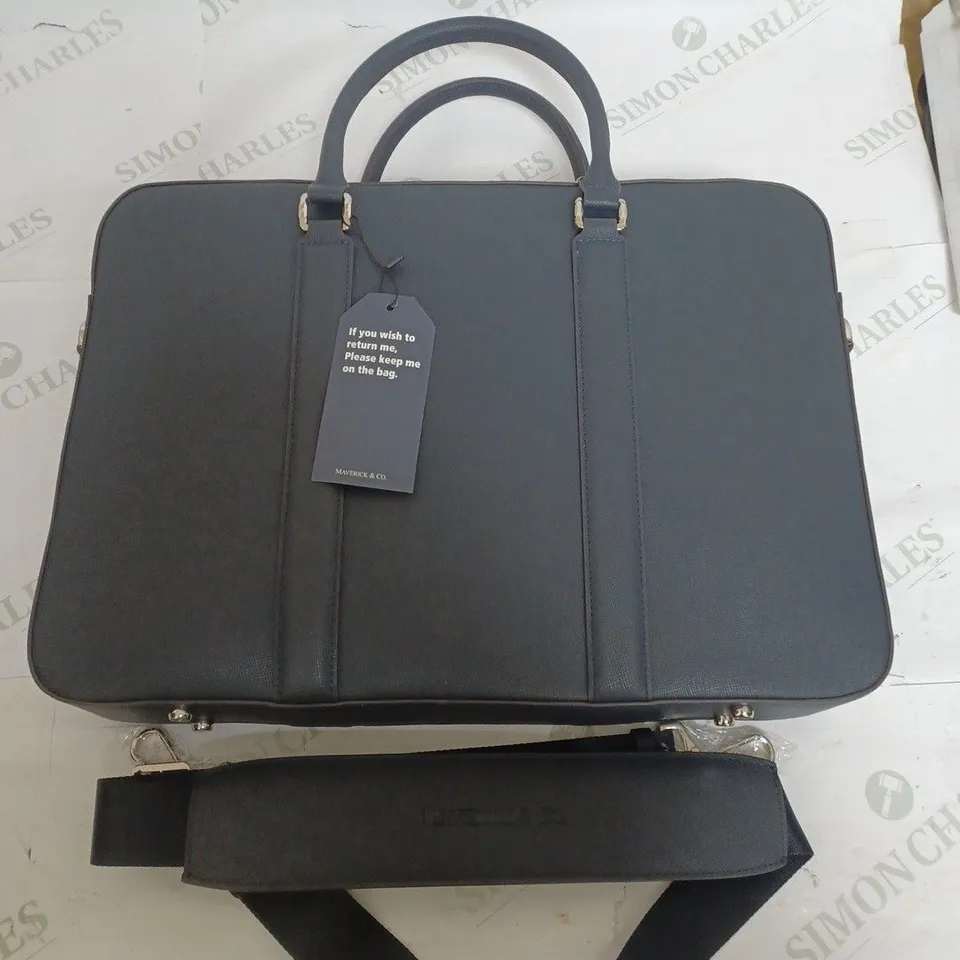 MAVERICK & CO NAVY LAPTOP BAG WITH SHOULDER STRAP
