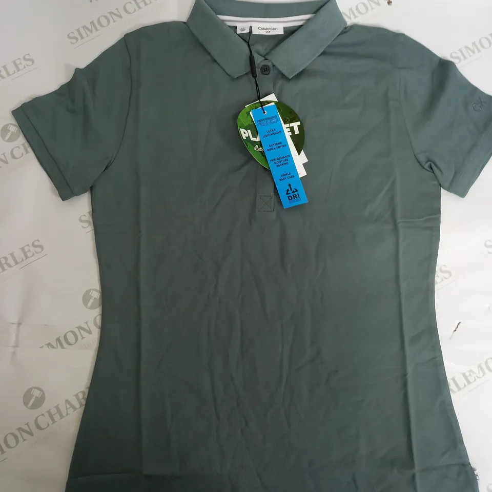 CALVIN KLEIN GOLF SHIRT IN SAGE - SMALL